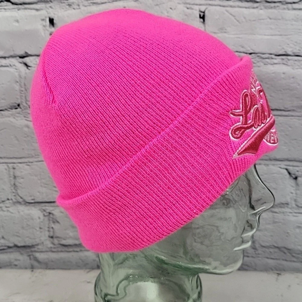 Las Vegas Nevada Beanie Hat‎ Womens Pink High Vis Stretch Warm Winter Ski Cap